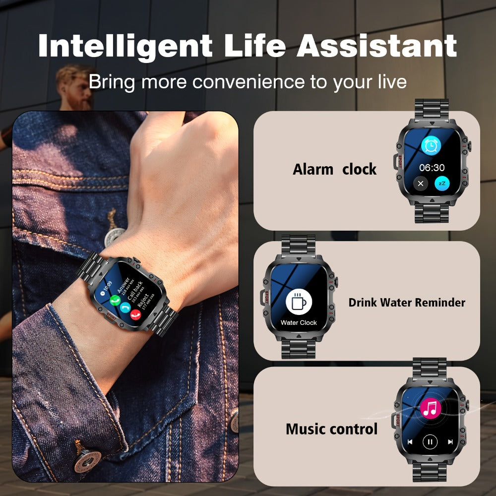 Smartwatch Men's Outdoor LED backlit touchscreen with Wireless Calling & LED Display, USB Charging, Multiple Sport Modes, Heart Rate