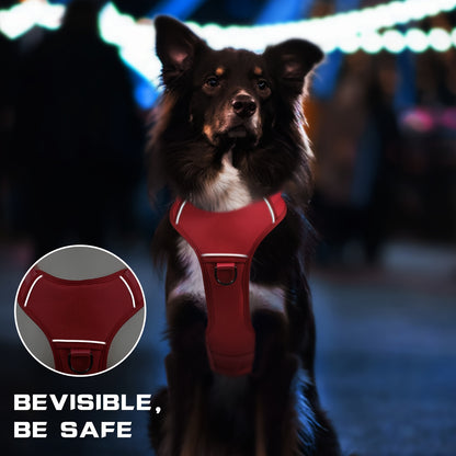 Escape Proof Dog Harness Soft Padded Full Body Vest – Reflective Adjustable No-Pull Harness with Lift Handle & Leash Clip for Large Dogs