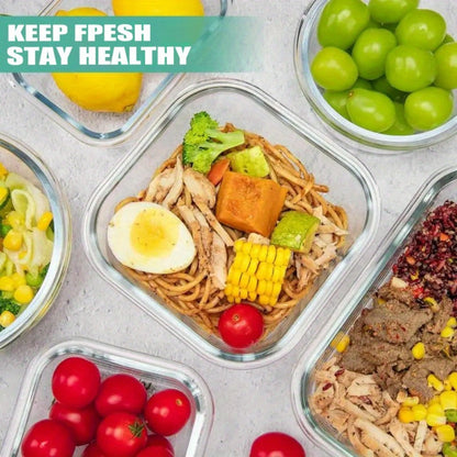 Glass Meal Prep Containers 16 Piece Set (8 Lids + 8 Containers) - Borosilicate Glass Food Storage with Leak Proof Lids
