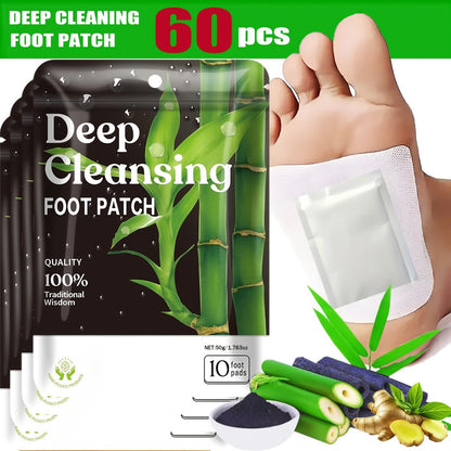 Foot Detox Patches Bamboo Vinegar & Ginger 60 & 160 Pcs – Deep Cleansing Natural Plant Ingredients Alcohol-Free Overnight Moisturizing Foot