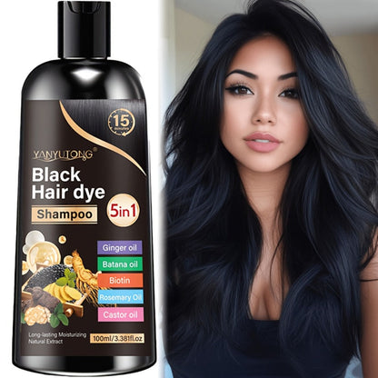 Hair Dye Shampoo, YANYUTONG 100ml 5-in-1 Bottle in Black, Brown or Chestnut Brown Options for Home Use