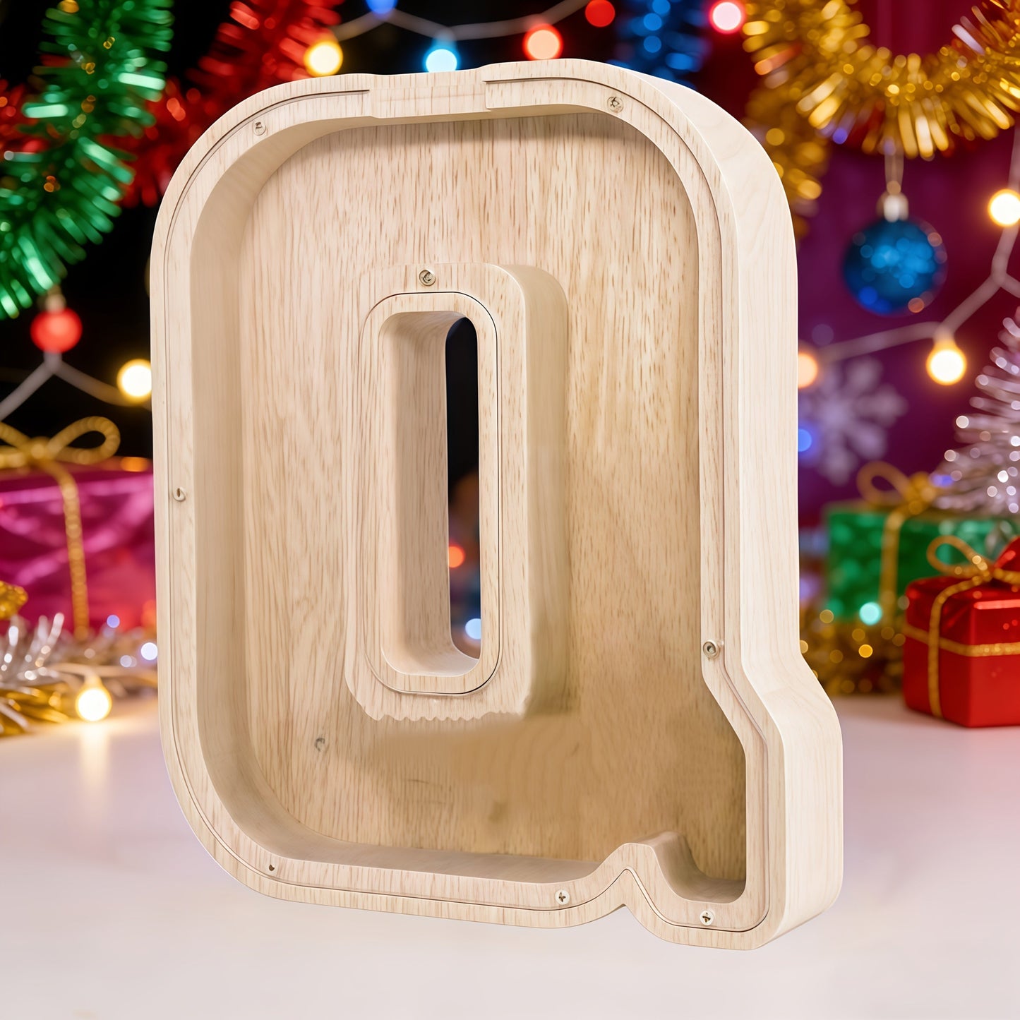 Alphabet Letter Piggy Bank A-Z Wooden Coin Bank Large Capacity Transparent – Personalized Savings Box for Kids | Back to School