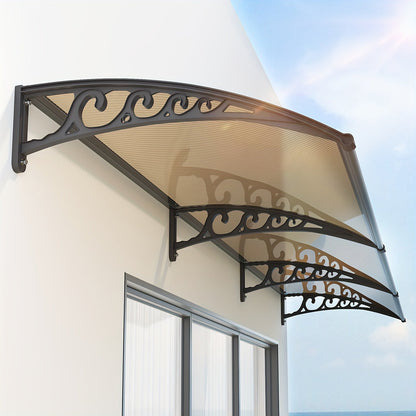 Door Awning Polycarbonate Window Canopy UPF50+ UV Rain Protection for Garden, Patio and Yard Use
