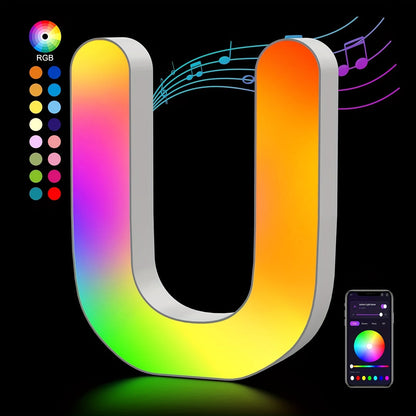 LED Letter Lights Music Sync – Colorful Flashing Marquee Alphabet Lights for Room Decor, Party, Bedroom, Festival & Camping