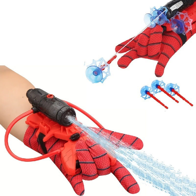 Wrist Spider Web Shooter Toy for Kids & Teens, Superhero Web Launcher Set with Eye Mask Target & Water Gun