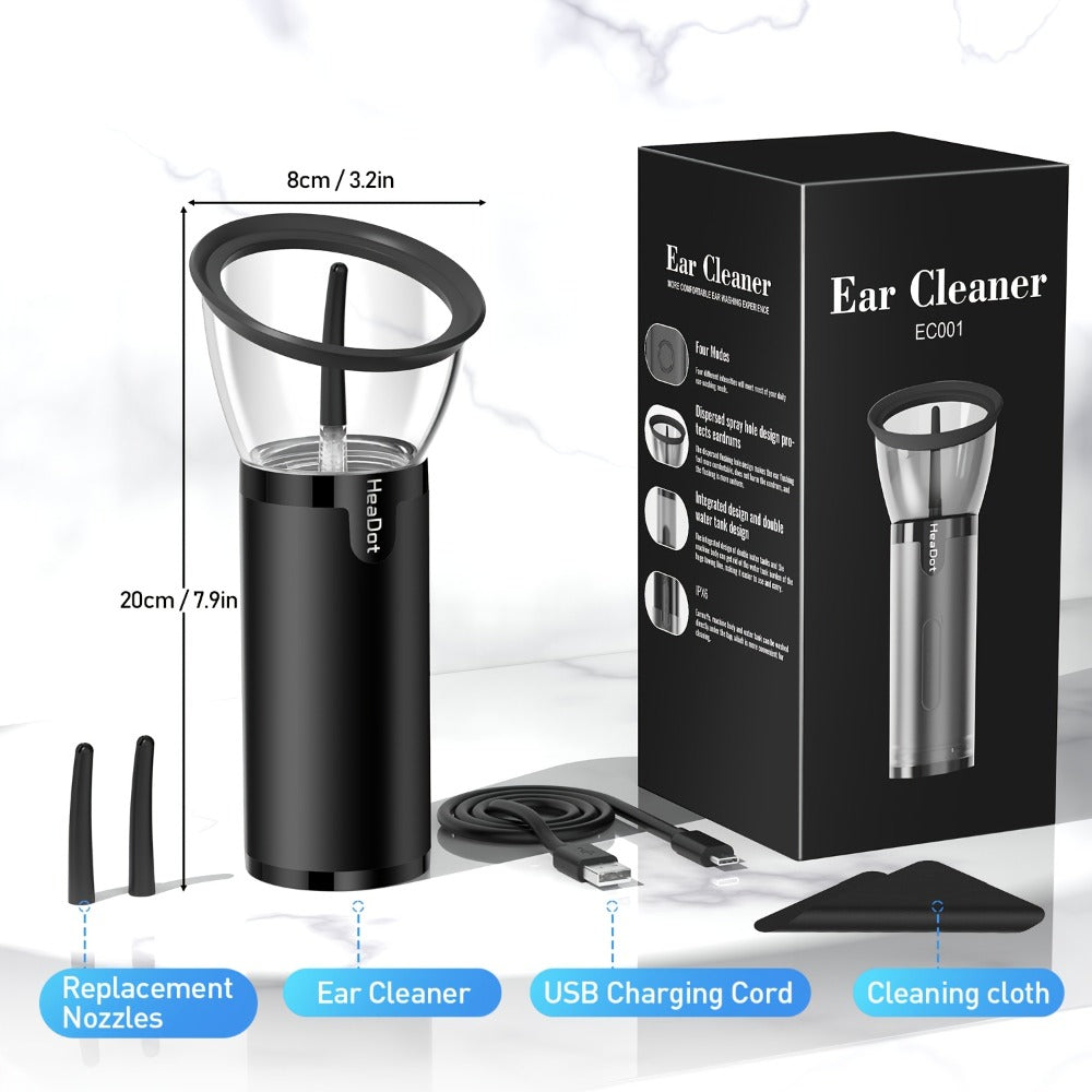 Rechargeable Ear Irrigation Cleaning System with Dual Water Tank, Interchangeable Tips and Two Checkout Models