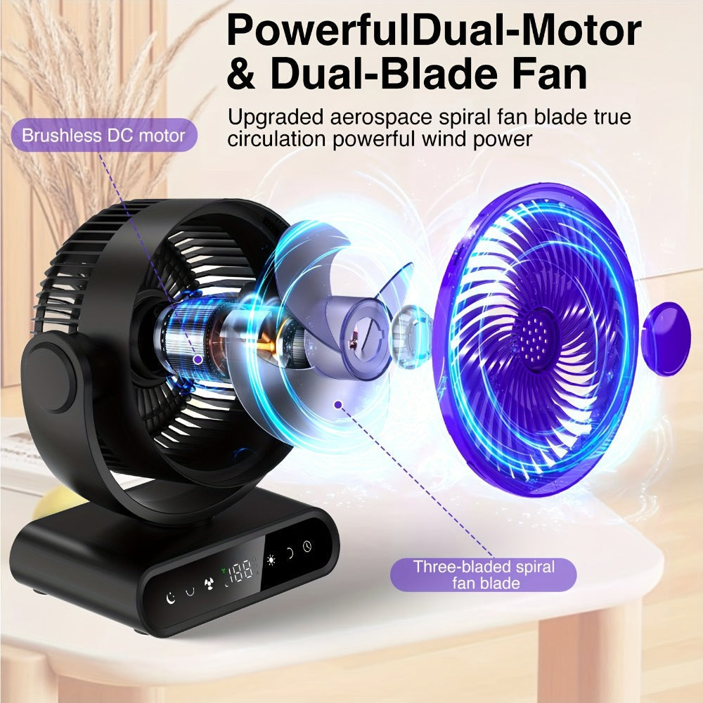 Camping Fan with LED Light Battery Powered 20000mAh 40000mAh 9-Inch 5-Speed Remote Control for Entryways, Bedrooms and Living Spaces