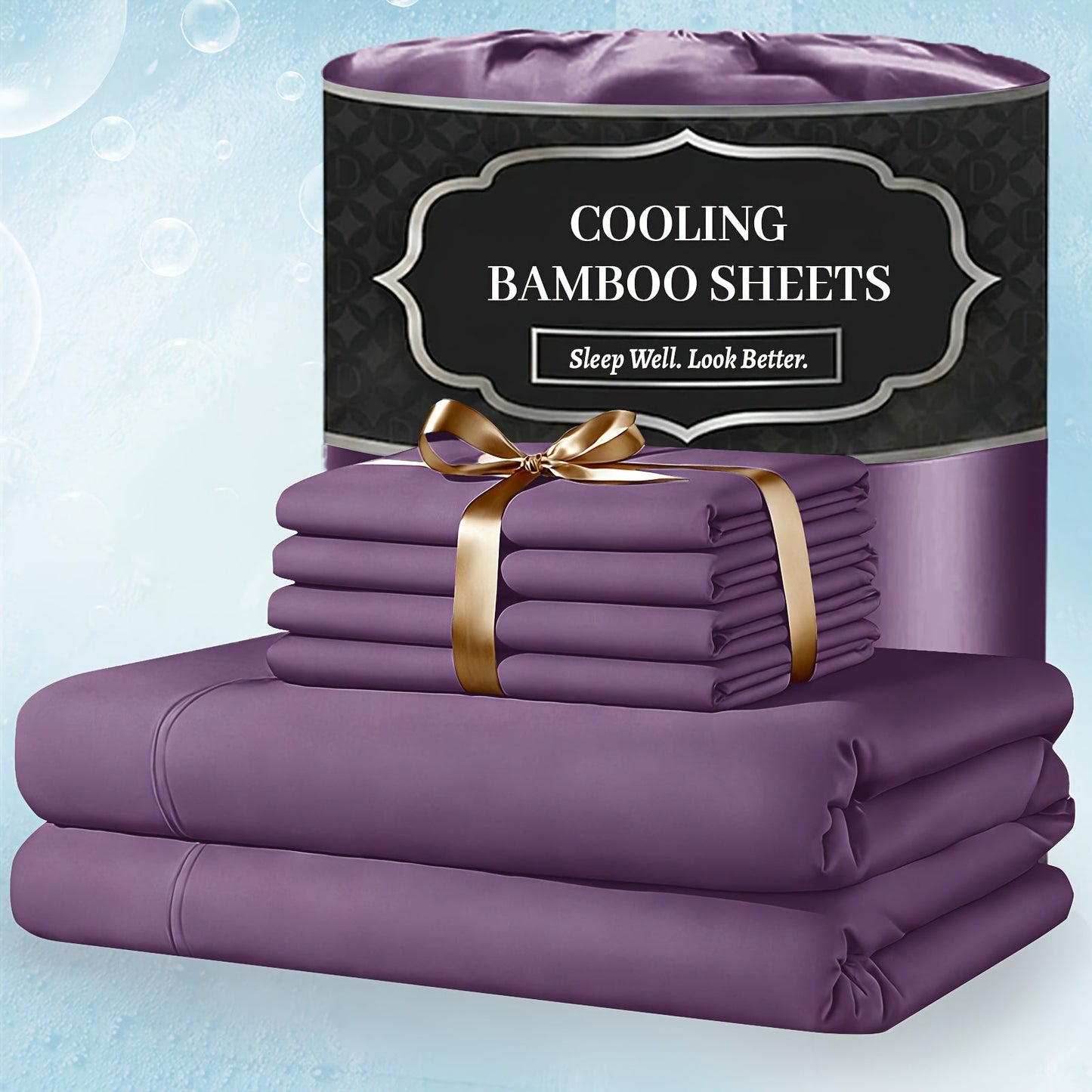Bed Sheet Set 4-Piece Bamboo-Derived Fabric with Available Extra-Deep Pocket and Eighteen Colors