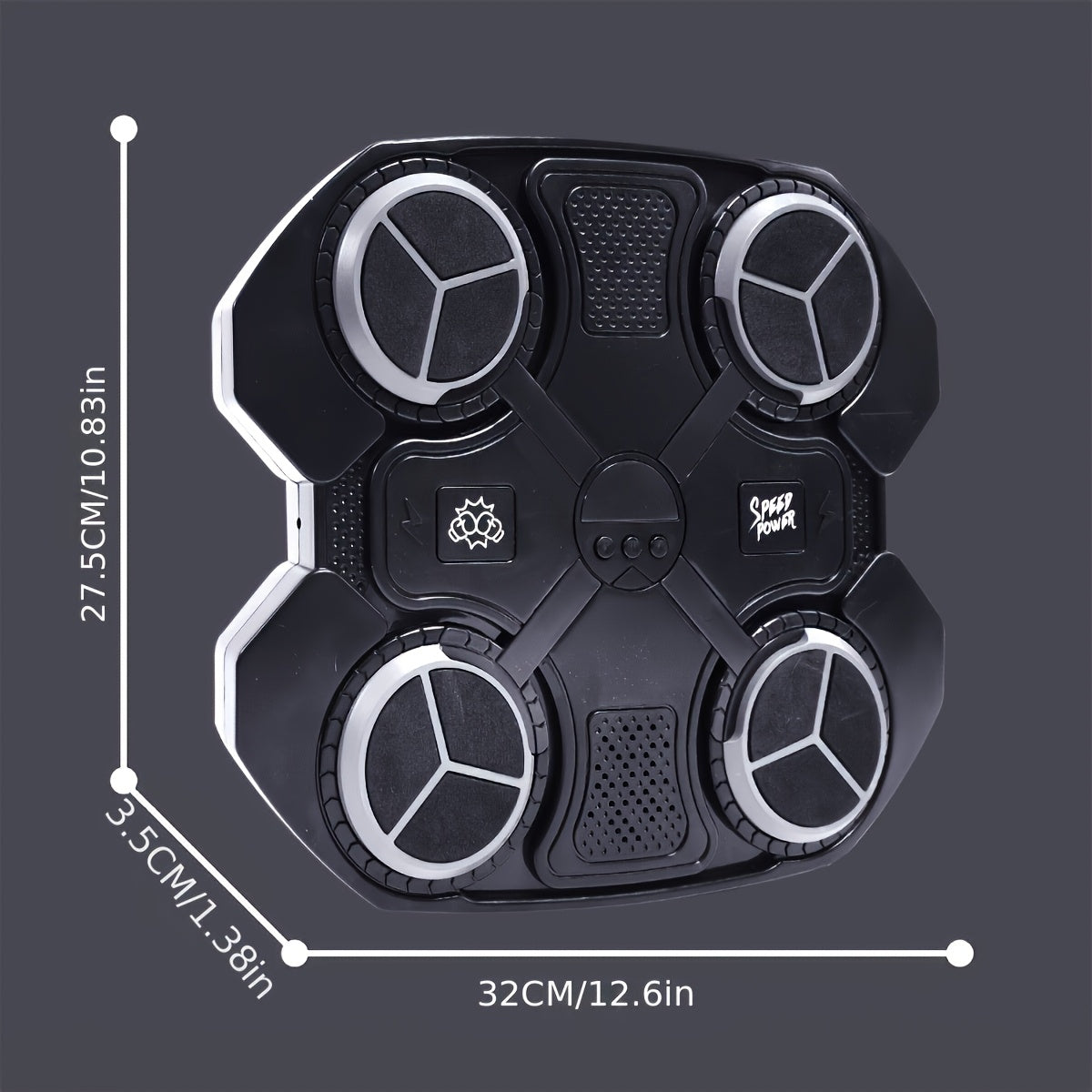 Black 32 x 35 cm Wall-Mounted Four-Pad Boxing Reaction Target with Display and USB-Powered Form