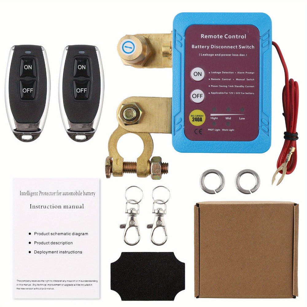 Remote Battery Disconnect Switch 240A 12V/24V – Wireless Kill Switch with Digital Display & Auto Power Shut-Off for Car, Truck, Boat