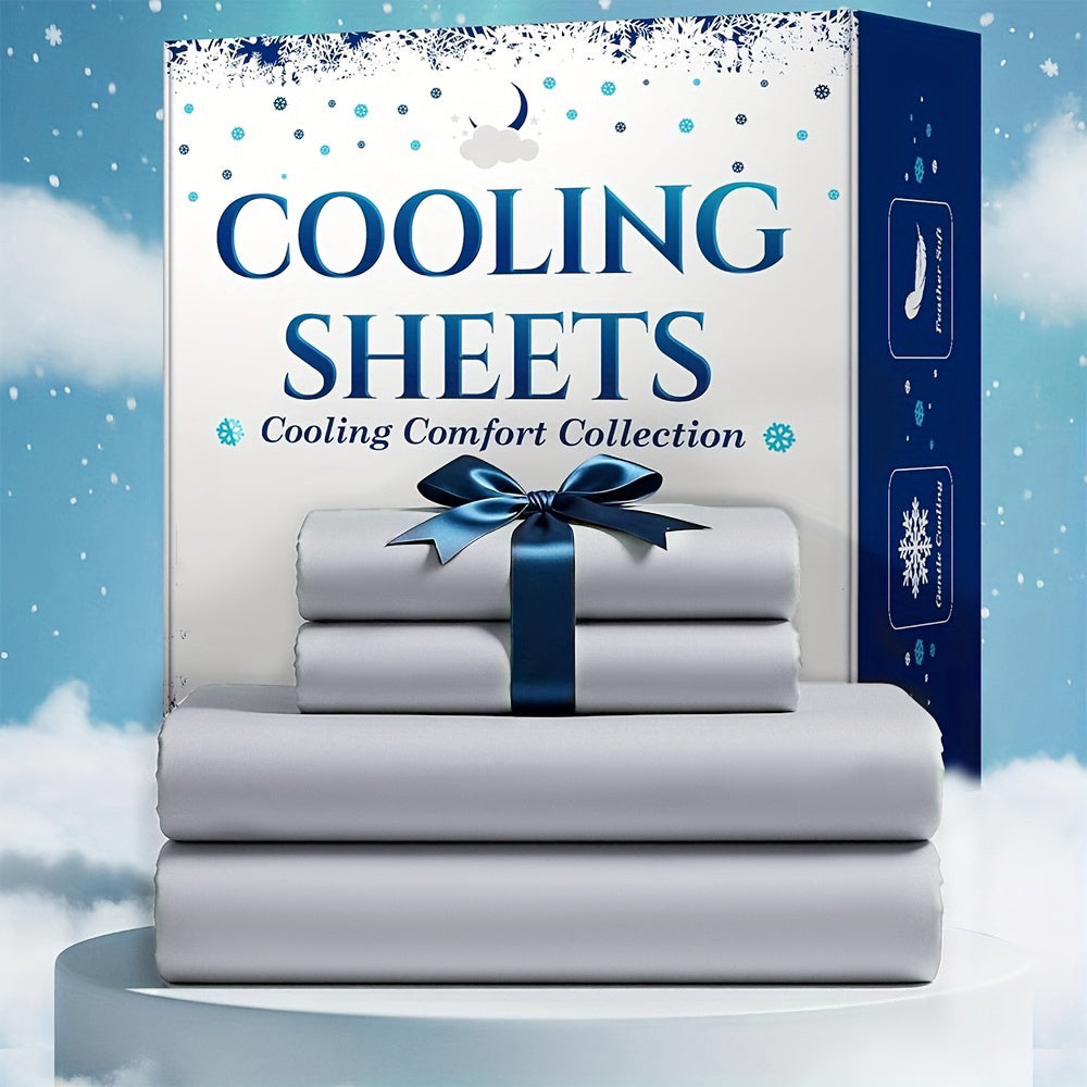 Bamboo Blend Cooling Bed Sheet Set 4pcs – Ultra Soft Breathable Kids Sheets, Deep Pocket Fitted Sheet 18"-24"