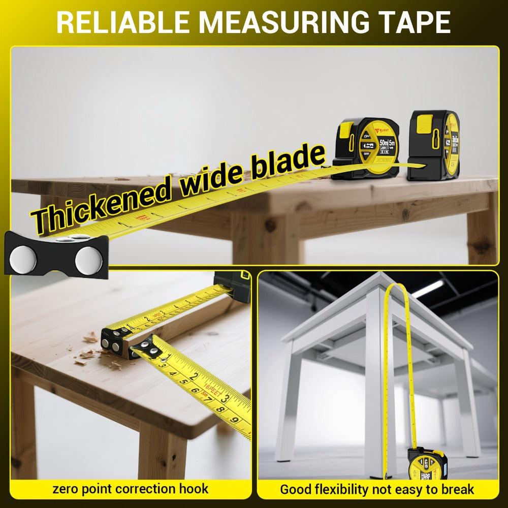Laser Tape Measure 3-in-1 Digital Distance Meter 50M 165ft High Precision Infrared for Entryways, Bedrooms and Living Spaces