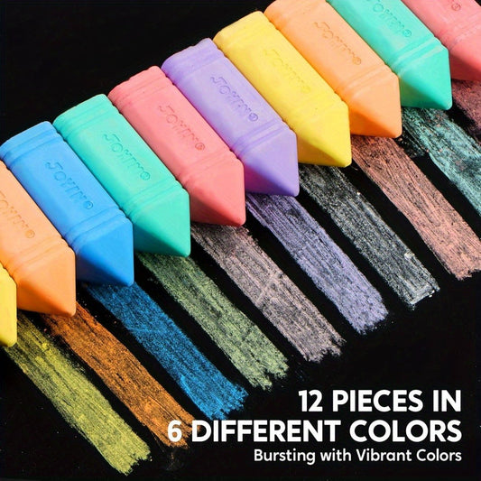 Jumbo Sidewalk Chalk 12 Pack 6 Colors Outdoor Chalk for Kids Toddlers Cone with the Listed Color, Size or Set Options for Everyday Use