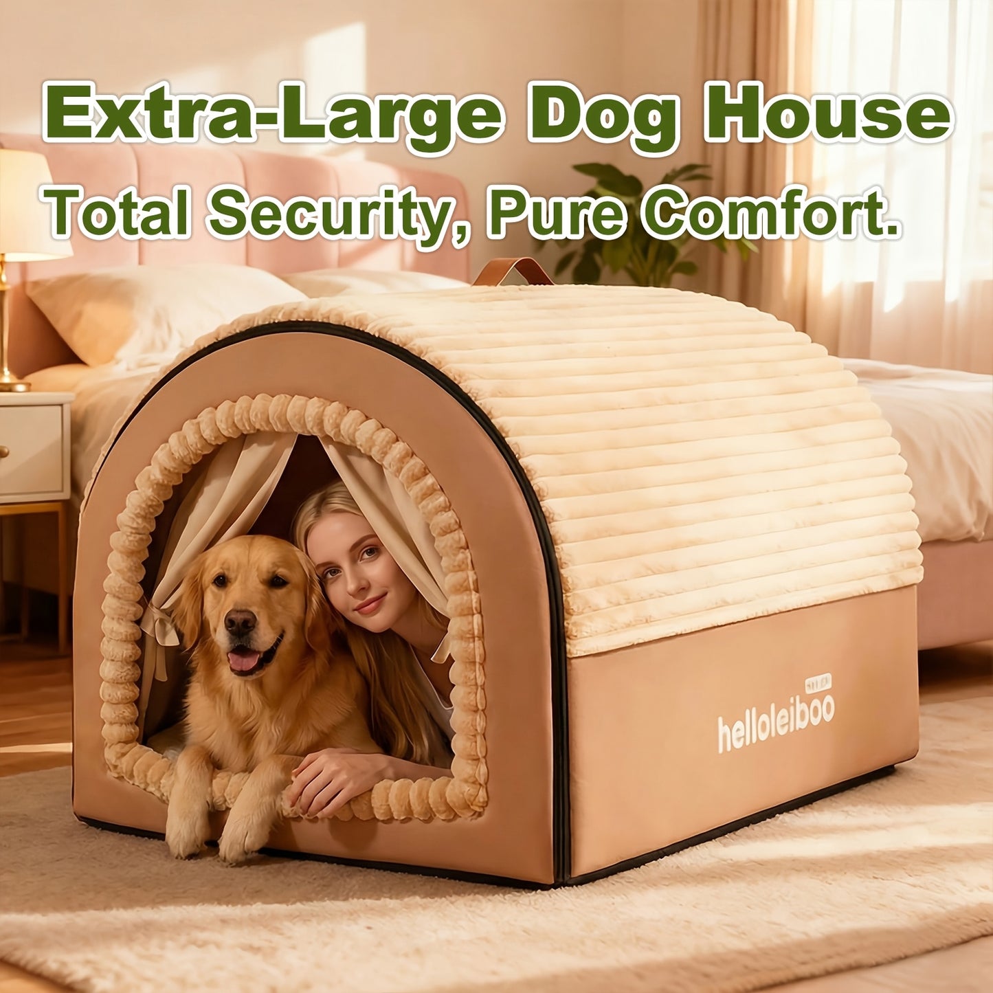 Dog Bed Cat Bed Enclosed Pet Tent House – All-Season Soft Washable Cave Bed with Non-Slip Bottom, Cozy Puppy Kennel