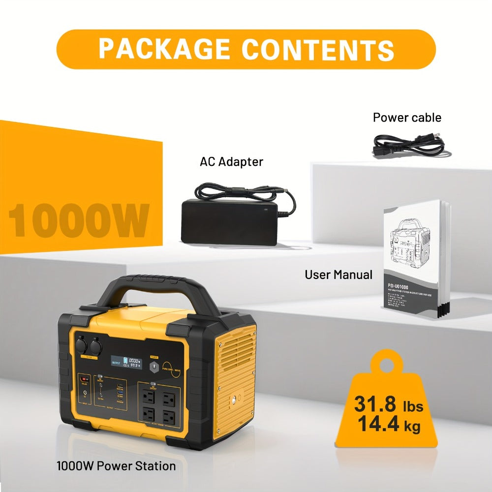Portable Power Station 1075Wh/294Wh – 1000W/300W Solar Generator, Lithium Battery, 120V AC Outlet, for RV, Camping, Hiking