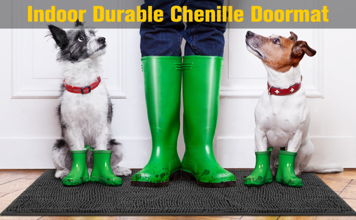 Chenille Doormat Absorbent Non-Slip Washable Indoor Outdoor Mat – Soft Shaggy Entryway Rug for Muddy Paws