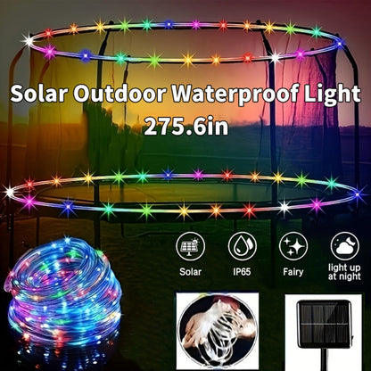 Solar Powered LED Trampoline Lights Colorful Rope Lights for 8-16 Ft Trampolines 8 Dynamic Modes IP65 Waterproof Outdoor Backyard Decoration