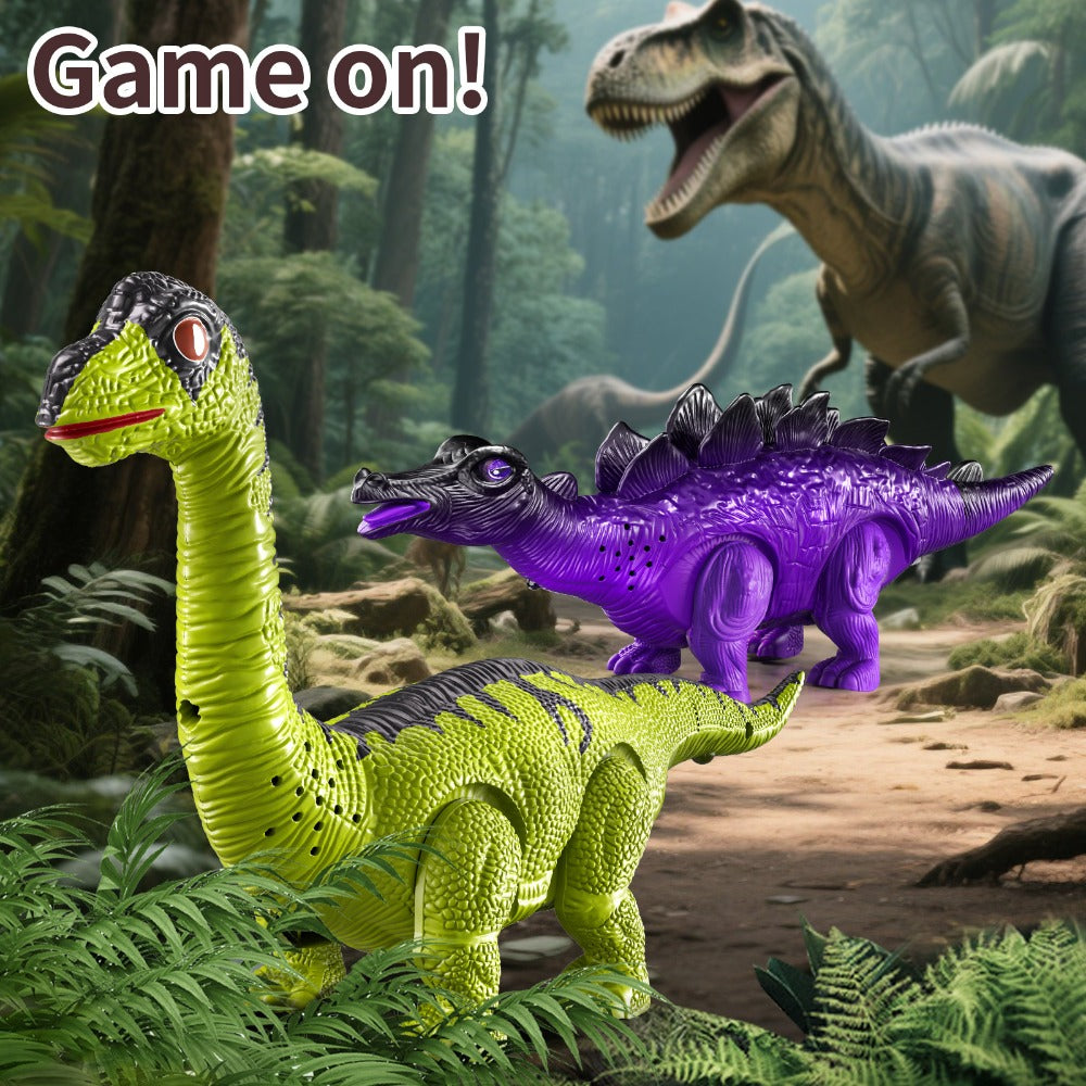 Electric Walking Dinosaur Toys Set of 3 with Sound, Light & Walking Functions, Interactive Moving Dino Toy Collection