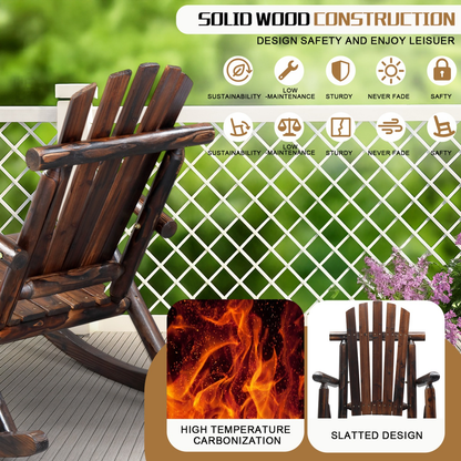 Patio Cedar Rocking Chair 26" Fan-Shaped Backrest Outdoor Rocker for Garden Poolside Patio
