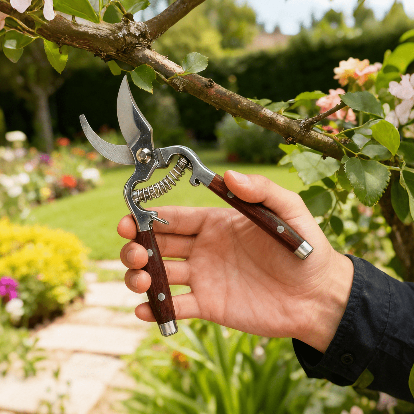 Garden Scissors 2-Pack Pruning Shears Set Curved and Straight Bypass Blades 8-Inch Ultra Sharp Plant for Garden, Patio and Yard Use