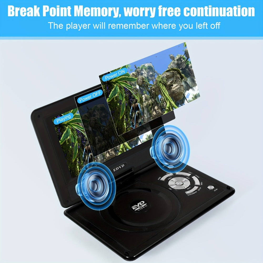 9 Inch Portable DVD Player for Kids Car Travel, Rechargeable Battery, Region Free, Dual Speakers