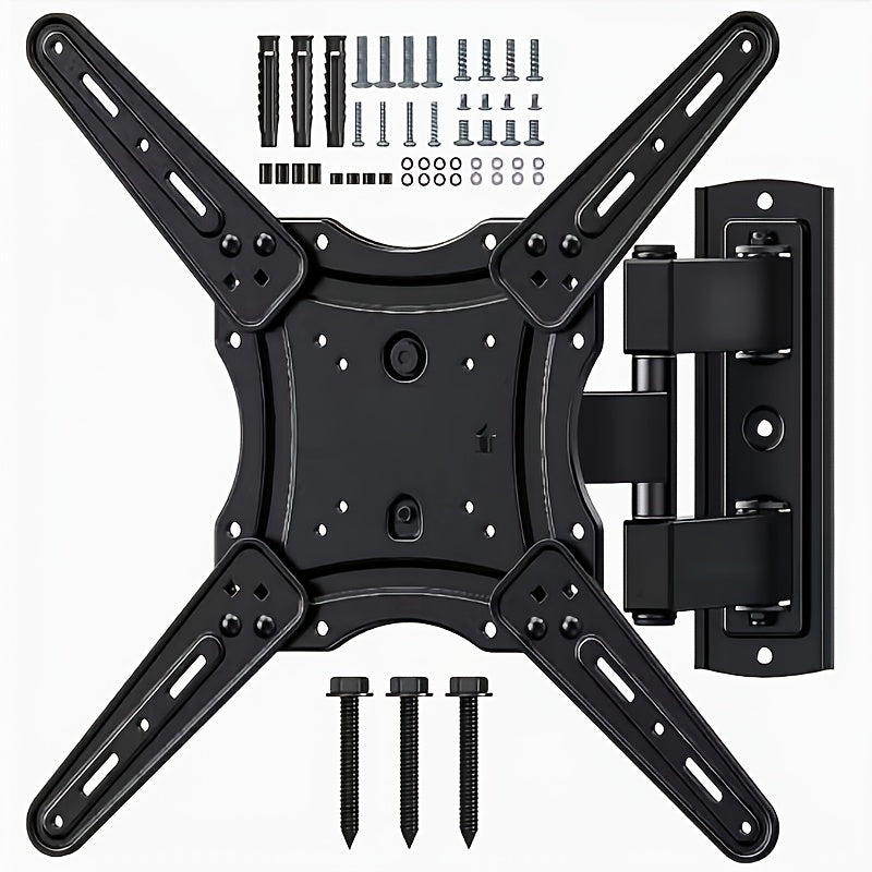 Black Single-Arm TV Wall Mount with Swivel, Screen-Plate Rotation and Articulating Extension