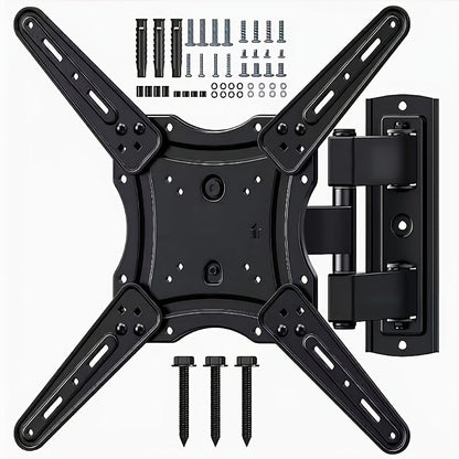Black Single-Arm TV Wall Mount with Swivel, Screen-Plate Rotation and Articulating Extension