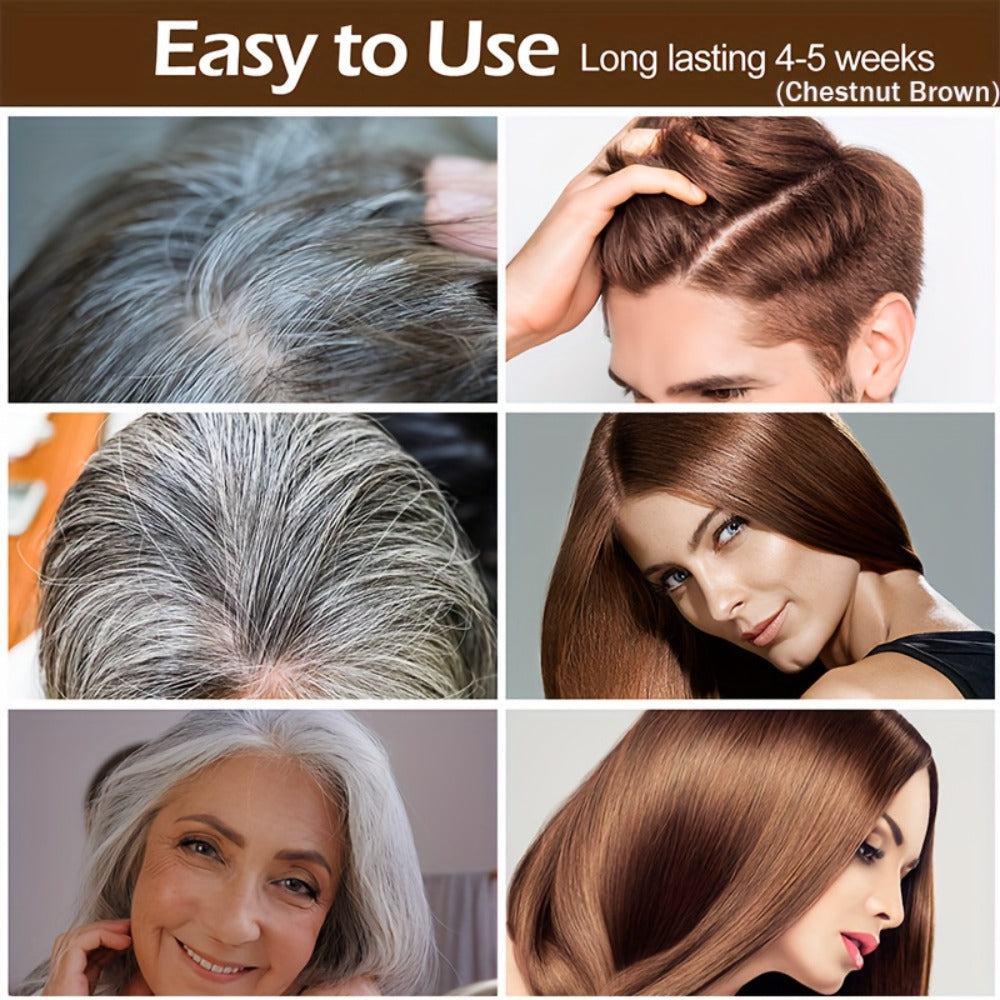 Grey Hair Coverage Shampoo 2 Pack 3-in-1 Herbal Hair Dye Kit with Plant-Based Squalane Colors for Bath Time, Home Spa and Personal Care