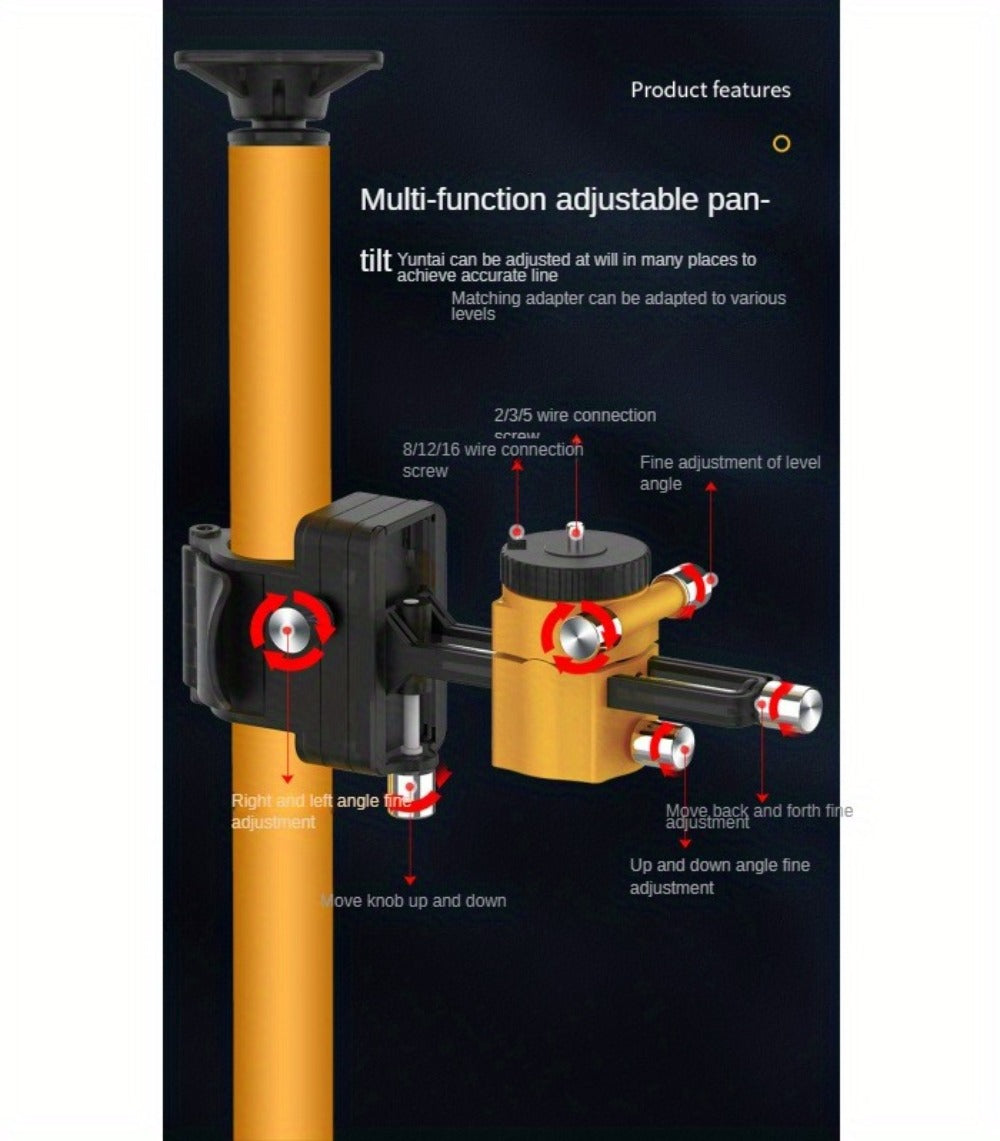 Laser Level Pole Telescopic Grade Rod 11FT/19FT Adjustable Support Staff with 1/4"-20 Mount & 5/8"-11 Adapter for Rotary Line Laser Leveling