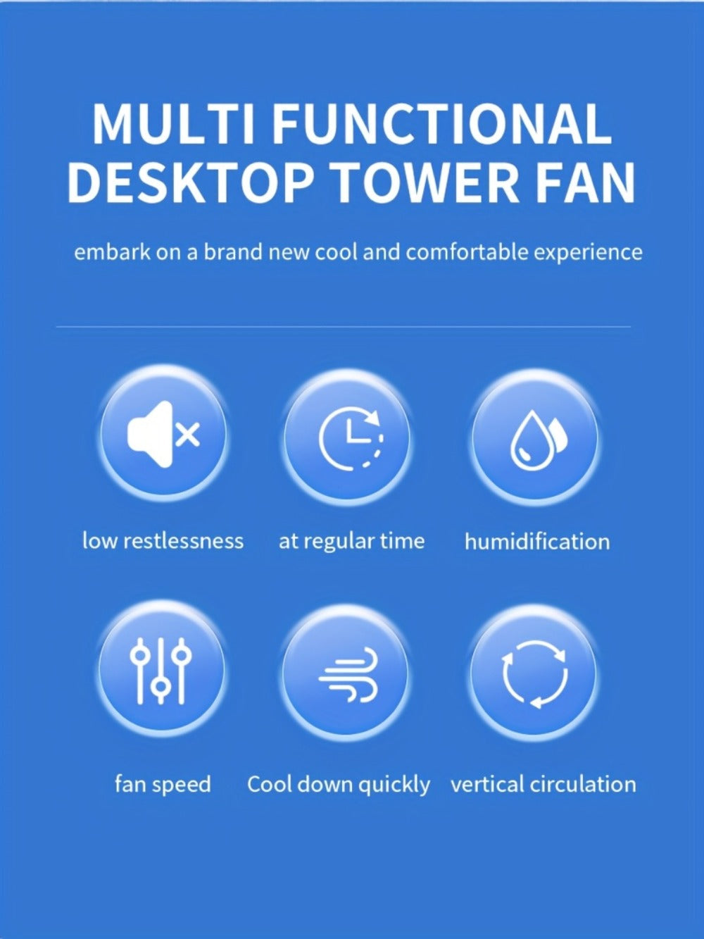 Portable Fan USB-Powered Bladeless Tower Model with Water Mist, Remote, Touch Controls and LED Light