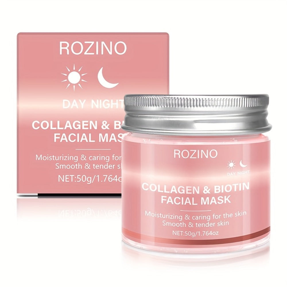 Face Mask Cream 50g Biotin Collagen Day & Night for Plump Smooth Younger-Looking Skin, Skincare Gift for Women