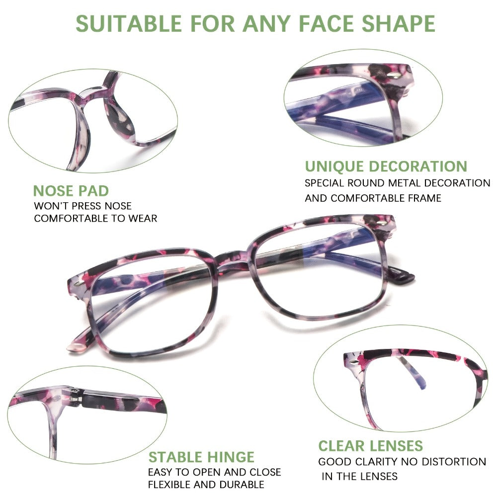 Reading Glasses – Five-Pair Multicolor Reader Set with Adjustable Spring Hinges with Multiple Strength and Color Options