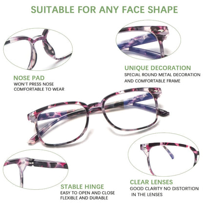 Reading Glasses – Five-Pair Multicolor Reader Set with Adjustable Spring Hinges with Multiple Strength and Color Options