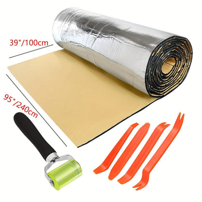 Sound Deadener Mat for Cars – Heat Shield & Noise Reduction Insulation with Self-Adhesive Backing, Reflective Aluminum Foil