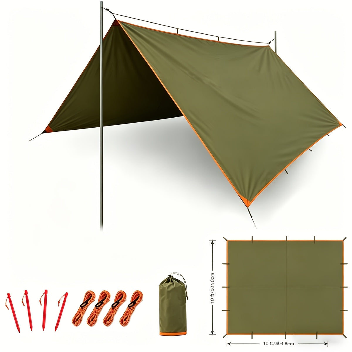 Camping Tarp Canopy with UV Protection – Portable Foldable Waterproof Shelter Tent for Backpacking, Hiking, Garden