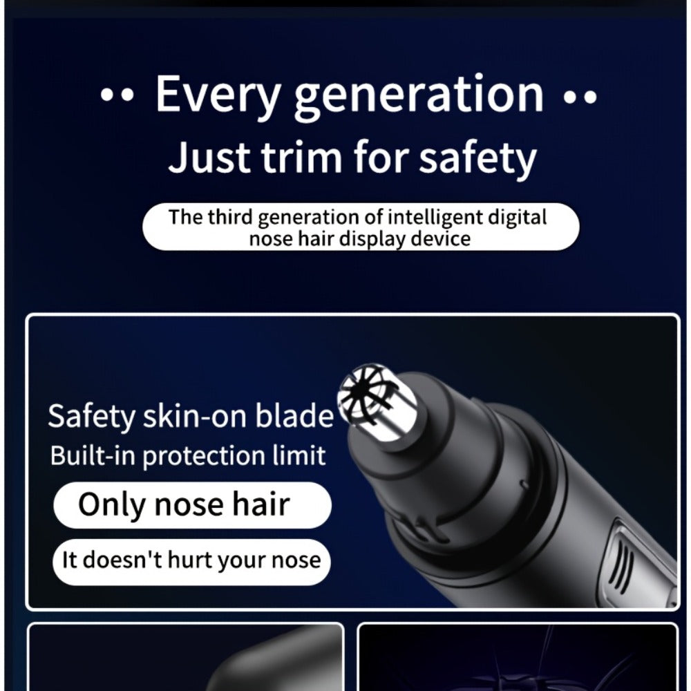 Electric Nose Trimmer with LED Display – USB Rechargeable Painless Facial Hair Removal Device for Men & Women, Nose Ear & Eyebrow Trimmer