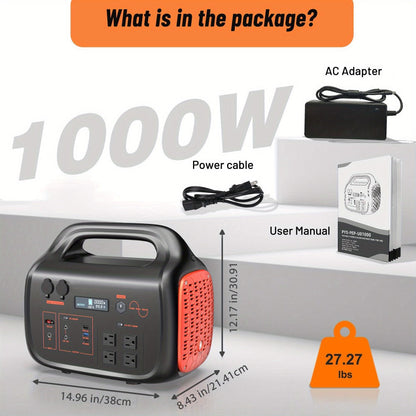 Portable Power Station 1075Wh/294Wh – 1000W/300W Solar Generator, Lithium Battery, 120V AC Outlet, for RV, Camping, Hiking