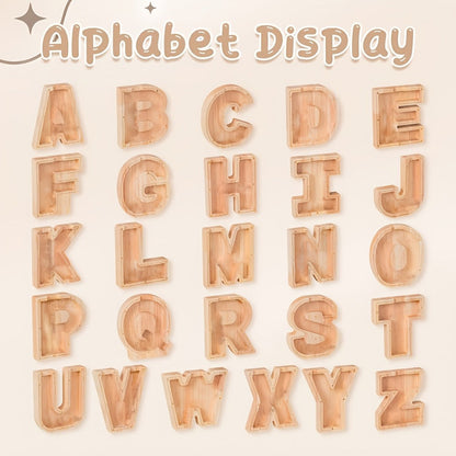 Alphabet Wooden Money Bank for Adults A to Z Letter Piggy Bank – Personalized Coin Bank Home Decor Craft Art Decoration