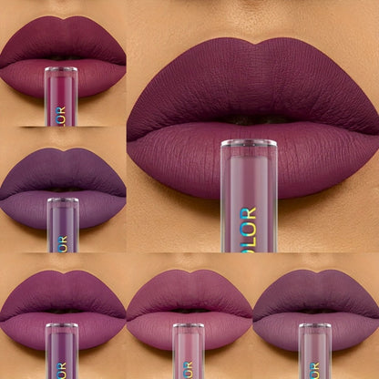 Matte Liquid Lipstick Set 6pcs Lip Glaze Non-Sticky Non-Drying Colorfast Velvet Finish, for Makeup, Travel and Everyday Vanity Use