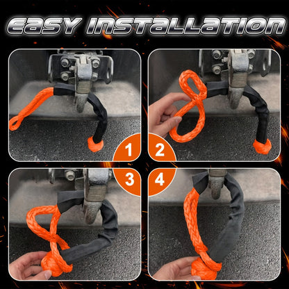 Soft Shackle 41, 000 lb Breaking Strength Synthetic UHMWPE Recovery Rope with Protective Sleeve – Heavy Duty Tow Shackle for Off-Road Truck