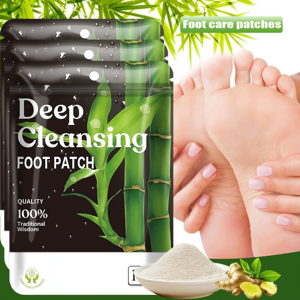 Foot Detox Pads 100pcs Overnight Bamboo Vinegar & Ginger Powder – Deep Cleansing Alcohol-Free Natural Plant Patches