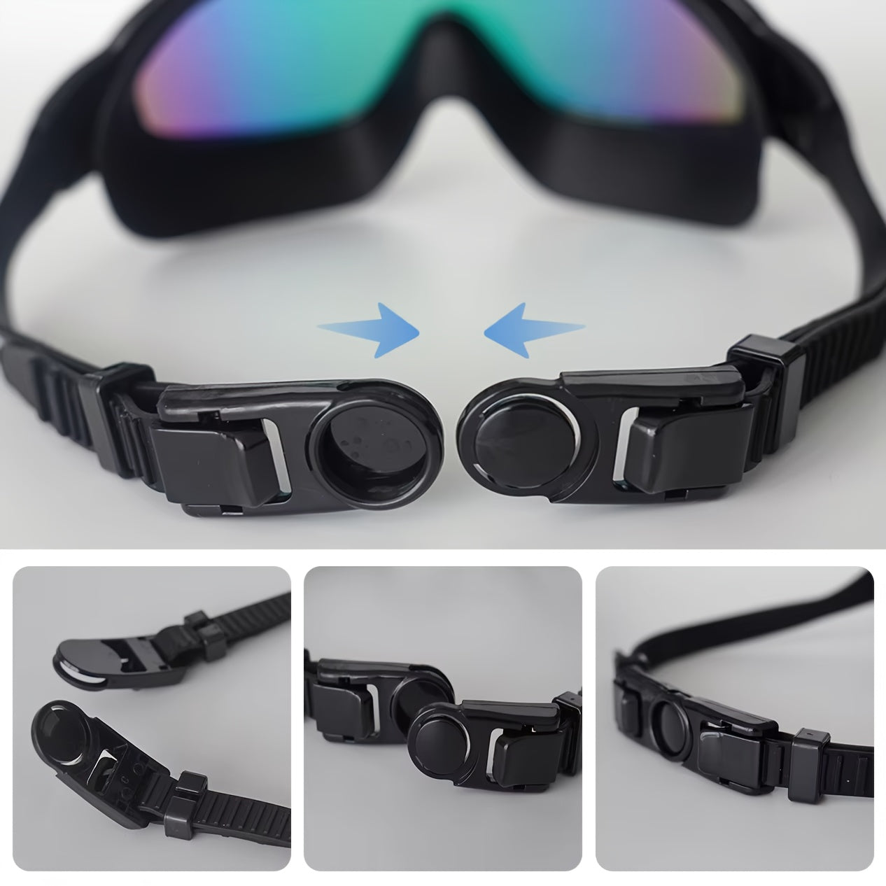 Swimming Goggles Set 6-in-1 with Case & Waterproof Bag – UV Protection Iridescent Coated PC Lens, Silicone Strap, PU Swim Cap
