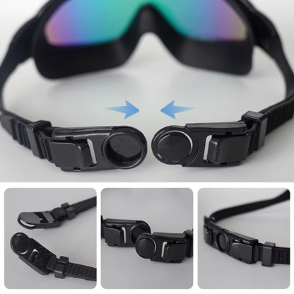 Swimming Goggles Set 6-in-1 with Case & Waterproof Bag – UV Protection Iridescent Coated PC Lens, Silicone Strap, PU Swim Cap