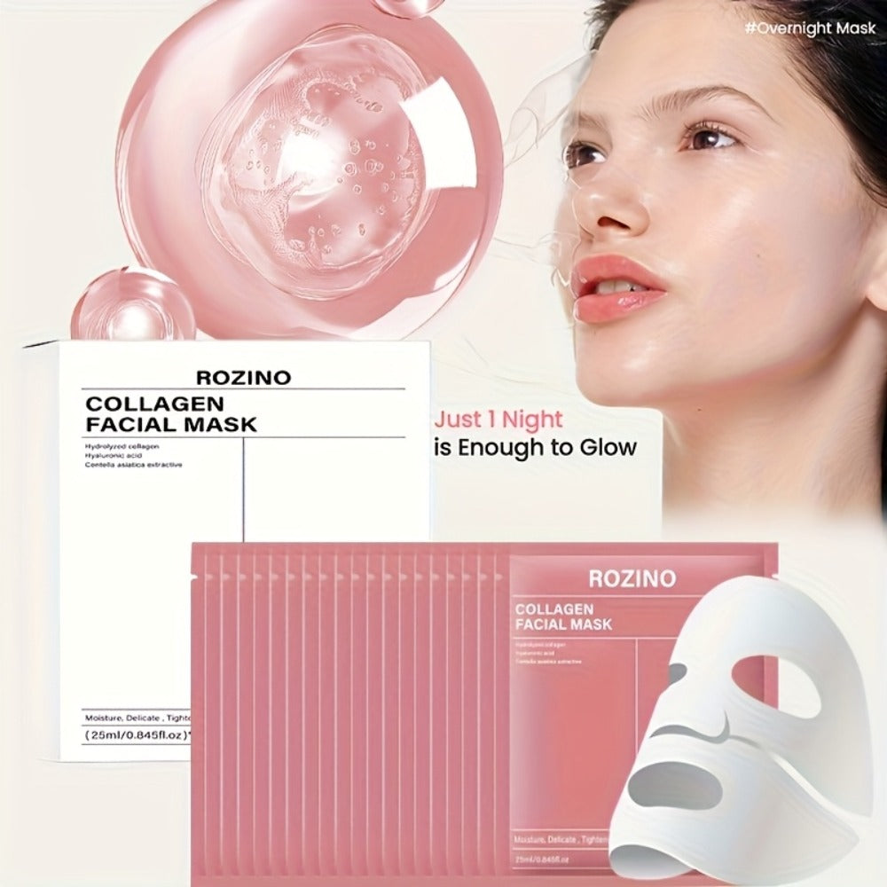 Collagen Sleeping Mask 20pcs Hyaluronic Acid Aloe Vera Deeply Moisturizing Overnight Hydrating Night Mask for Sensitive All Skin Types