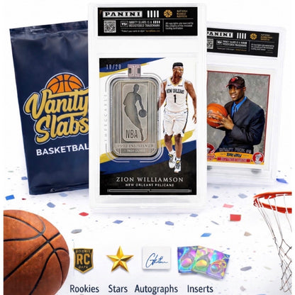 Sports Trading Cards, Basketball Vanity Slab with Black Label or Two-Slab Options for Display