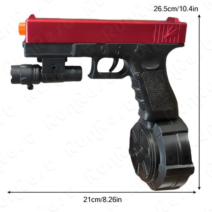 Red-and-Black Electric Gel Blaster Set with Three Magazine Styles, Flashlight, Goggles and Charging Cable