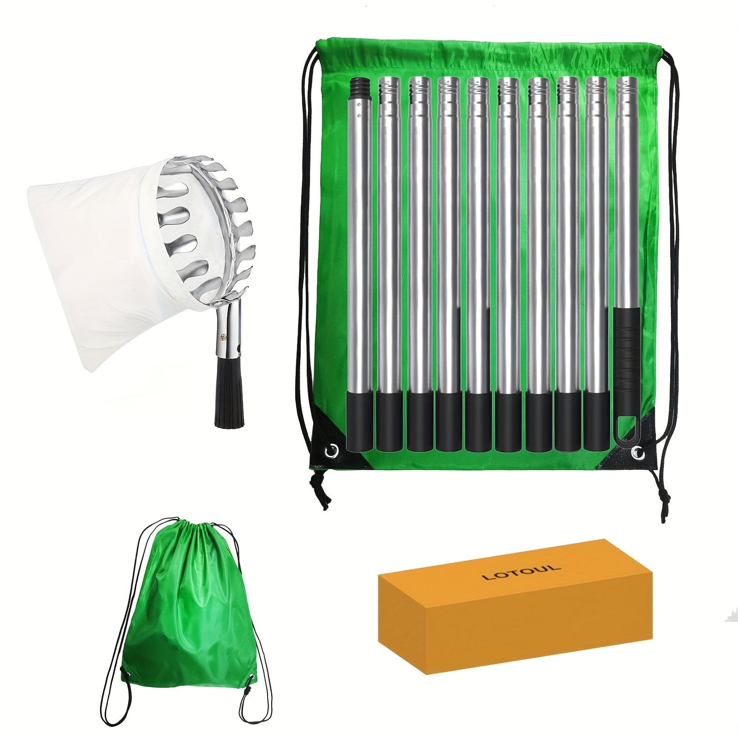 Fruit Picker | Telescoping Pole with Basket Apple Mango Orange Tree