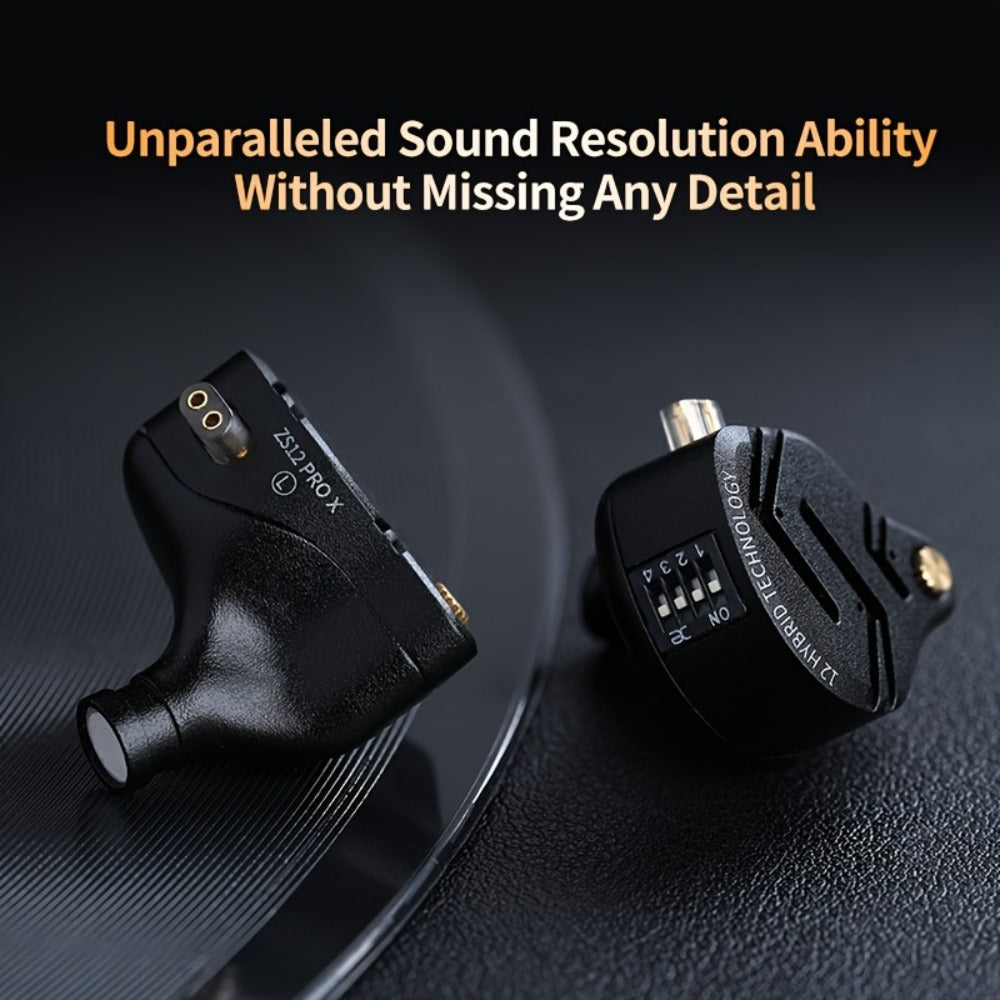 KZ ZS12 PRO X In-Ear Monitor Hybrid IEM Headphones Detachable Cable Noise Cancelling for Bedside Audio, Alarms and Room Entertainment
