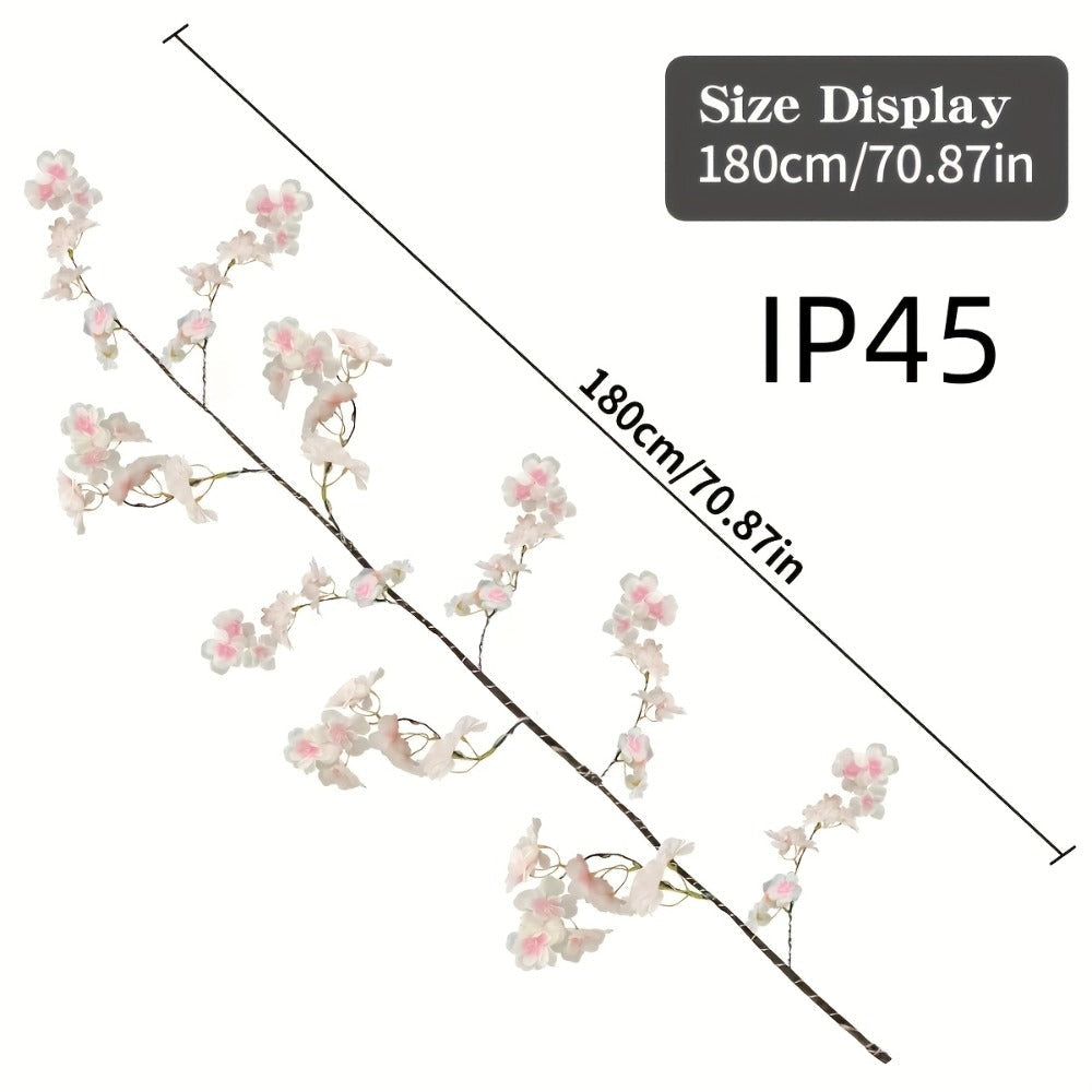 Cherry Blossom Fairy Light Garland 100 LED USB Powered, 180cm Artificial Flower String Lights for Wedding
