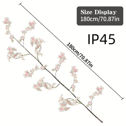 Cherry Blossom Fairy Light Garland 100 LED USB Powered, 180cm Artificial Flower String Lights for Wedding